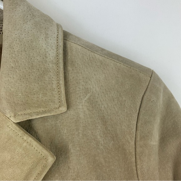 Vintage Suede Leather Ruff Hewn Light Tan Blazer Jacket M - Picture 3 of 9